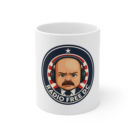 Radio Free DC Mug, 11oz Coffee Mug, Gift for Radio Lovers, Political Humor Mug, Desk Accessory, Funny Coffee Cup, Unique Mug Design