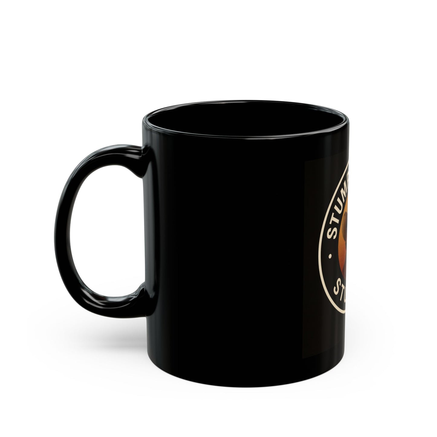 Black Mug with Stump Jumper Studios Logo, Perfect for Coffee Lovers, Gift for Him, Custom Drinkware, Unique Office Decor